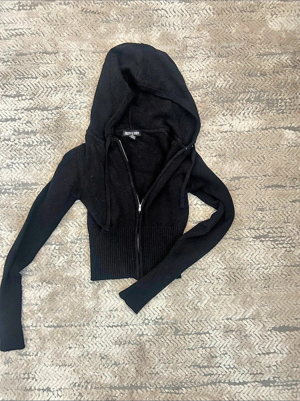 SENTINER SOCIETY Black Hooded Zip Sweater Size XS